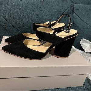 New In Box Botkier New York Halle Black Suede Block Heel sandal pump US 7.5 $170